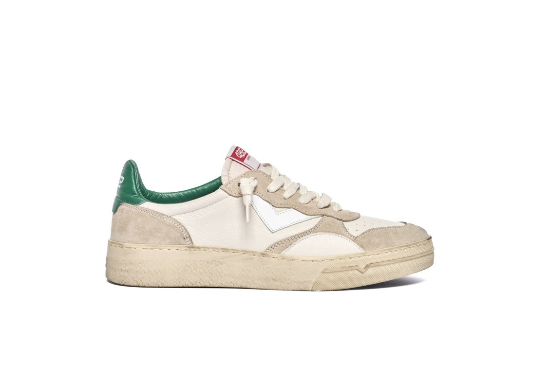 4B12 White Total Leather Flexible Rubber Sneakers