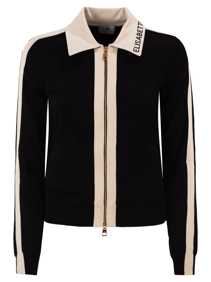 Elisabetta Franchi Knitted Jacket With Shiny Viscose Stripes