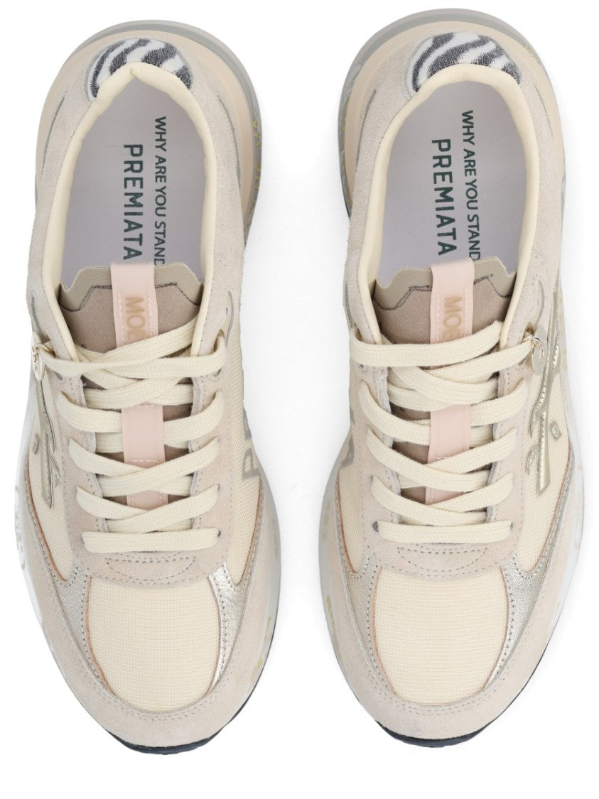 Premiata Beige Moerund Zebra Panel Sneakers