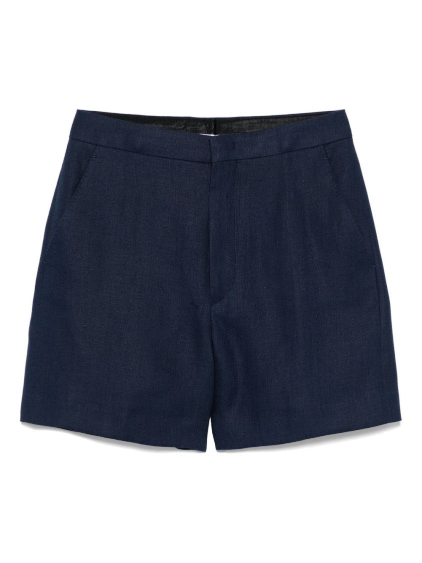 Tagliatore Navy Blue Linen Tailored Belle Shorts