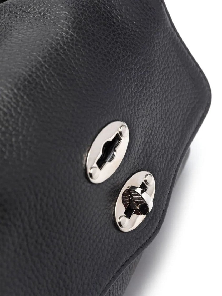 Zanellato Textured Leather Shoulder Bag With Dual Turn-Lock Closure