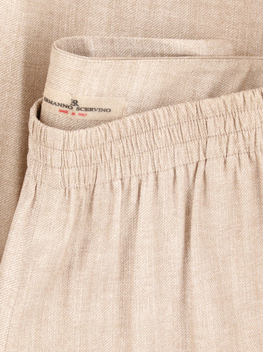Ermanno Scervino Beige Viscose Gathered Elastic Waist Pants