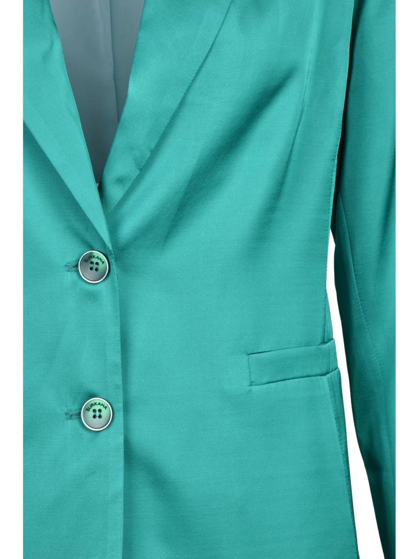 Surkana Satin-Finish Blazer Jacket With Elegant Design