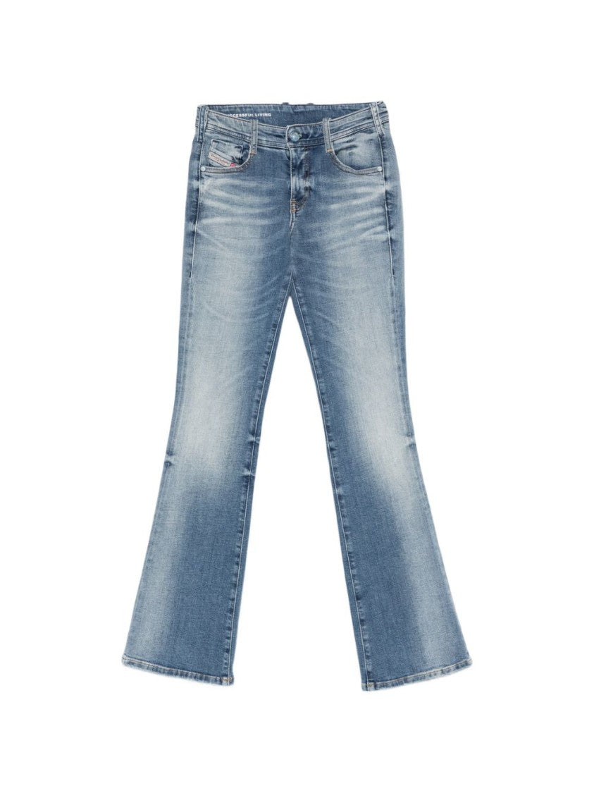 Diesel Faded Blue Denim Jeans With Flared Silhouette
