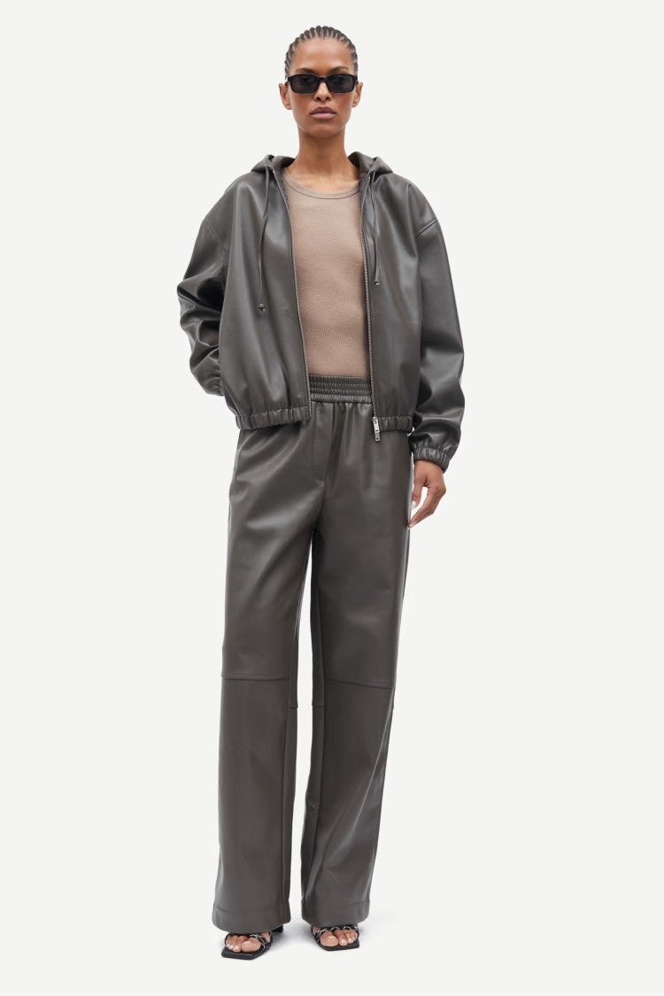 Samsoe Samsoe Loose-Fit Hoodie With Recycled Leather