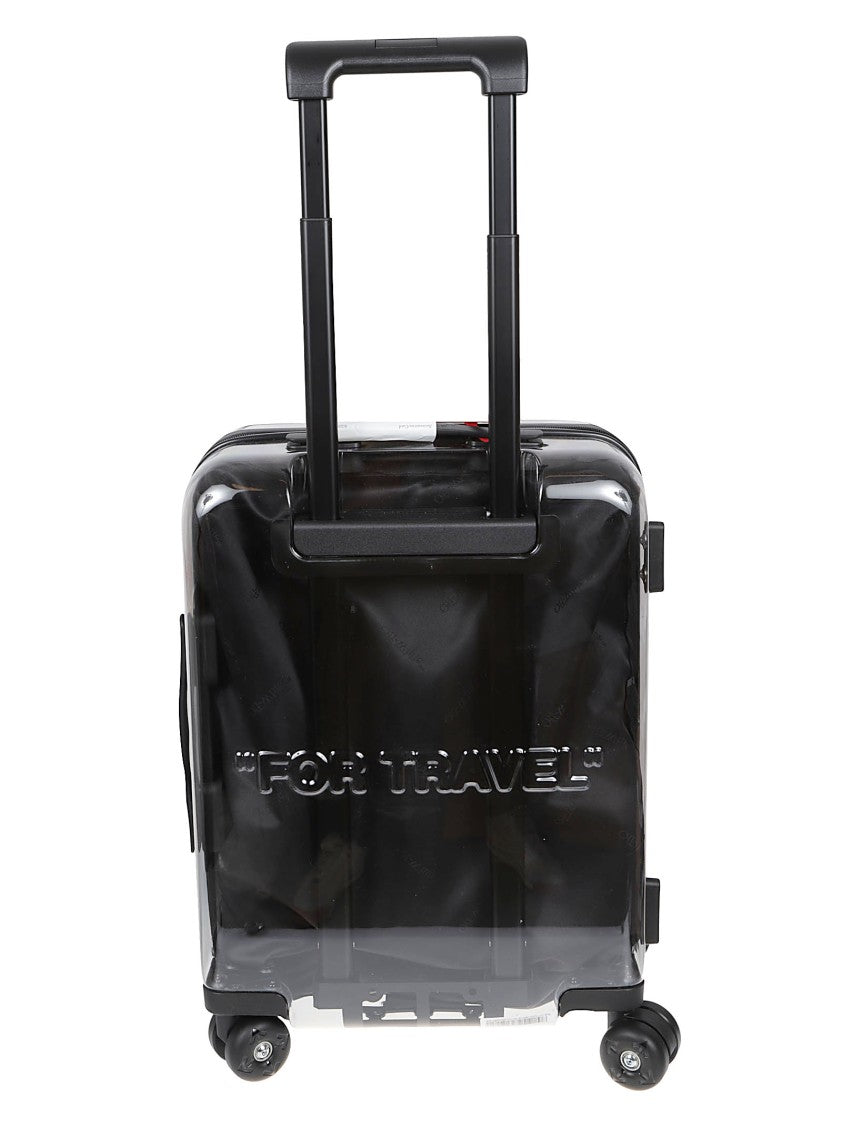 Off-White Transparent Polycarbonate Hard-Shell Suitcase With Embossed Details