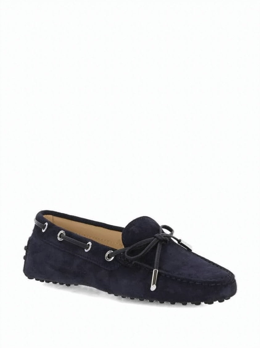 Tod's Soft Suede Loafers With Moccasin Toe And Decorative Bow