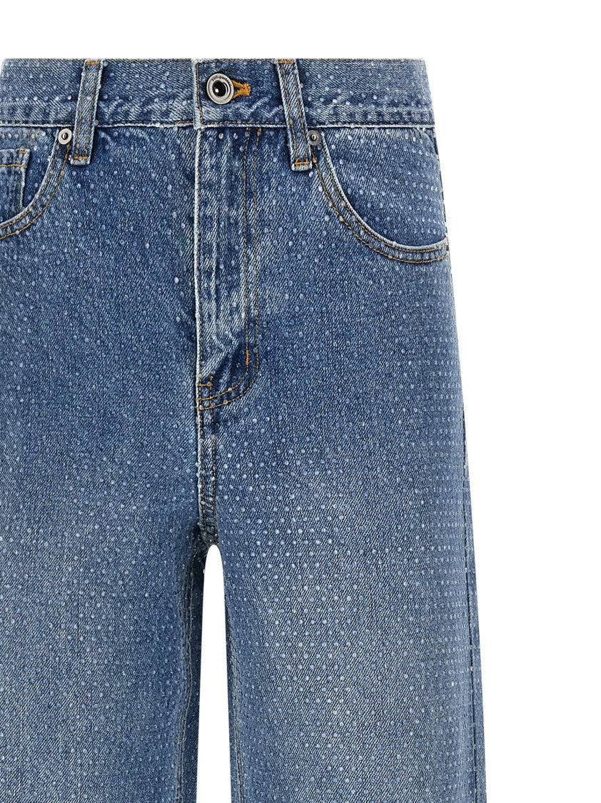 Self-Portrait 'Rhinestone Denim Straight Leg' Jeans