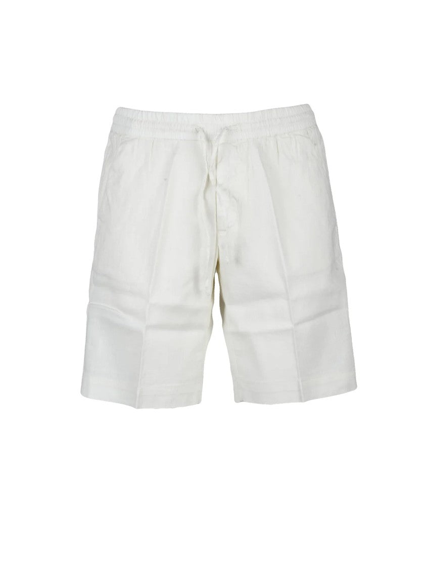 Bro Ship White Cotton Linen Elastane Bermuda Shorts