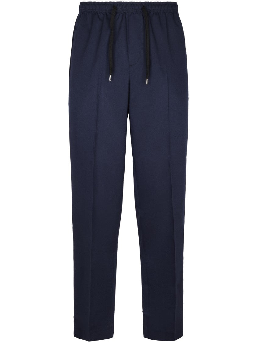 Cellar Door Tailored Blue Trousers With Adjustable Waist