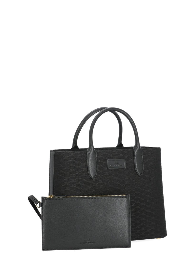 Elisabetta Franchi Structured Monogram Bag With Dual Handles