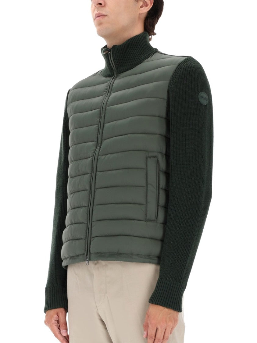 Colmar Originals Quilted Green Sports Jacket With Knitted Sleeves
