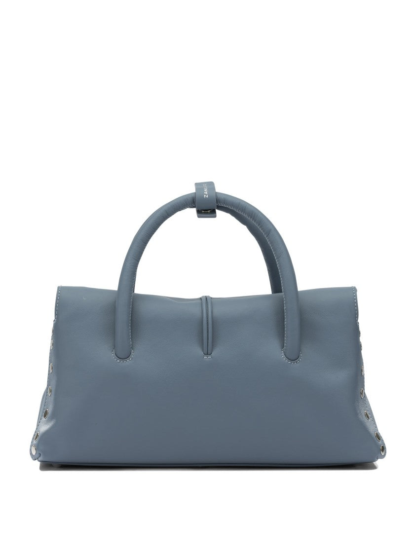 Zanellato Structured Blue Leather Handbag With Silver Accents