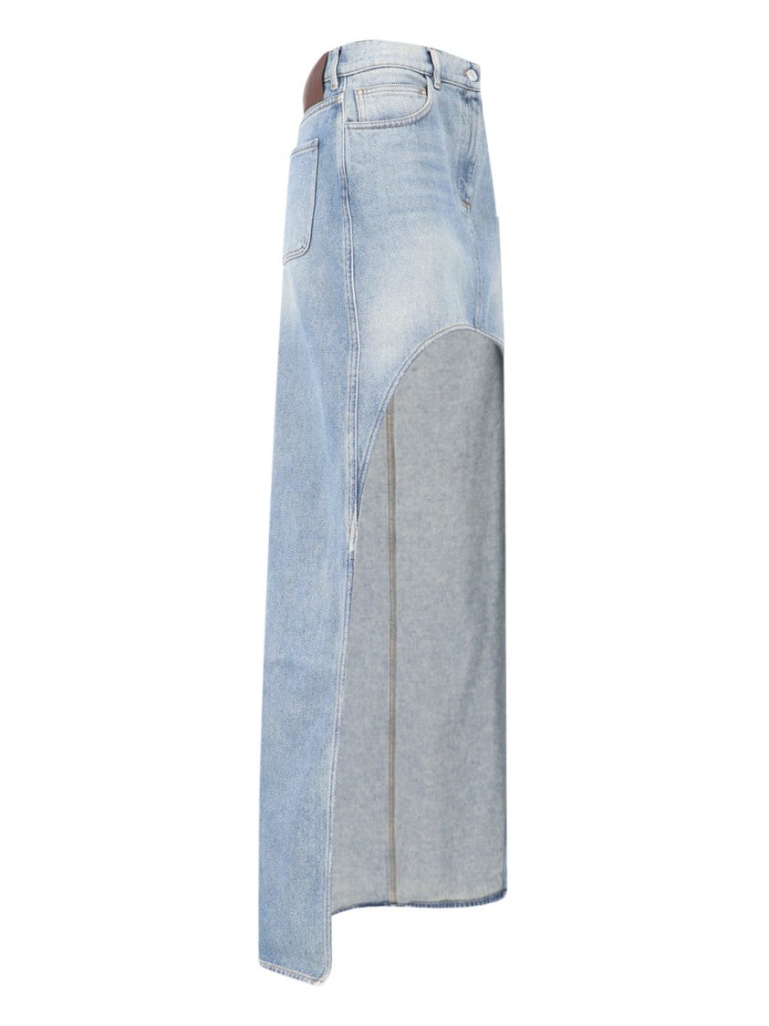 Courrèges Blue Asymmetrical Hem Denim Skirt