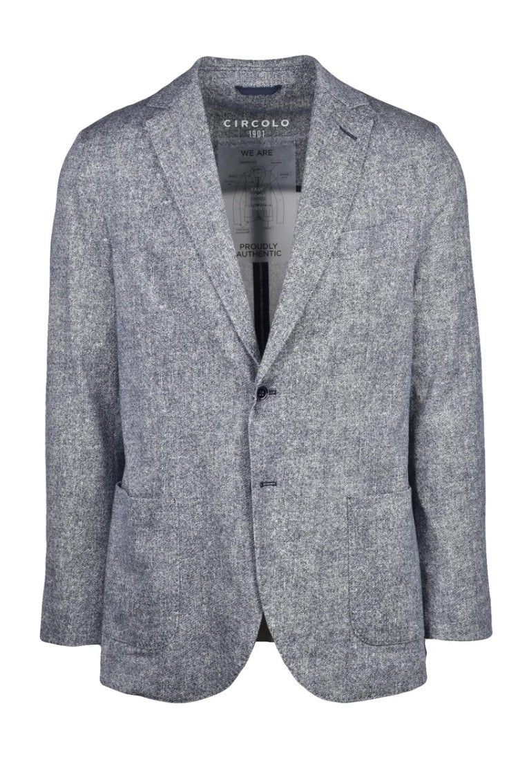 Circolo 1901 Heathered Blue Blazer With Rounded Style