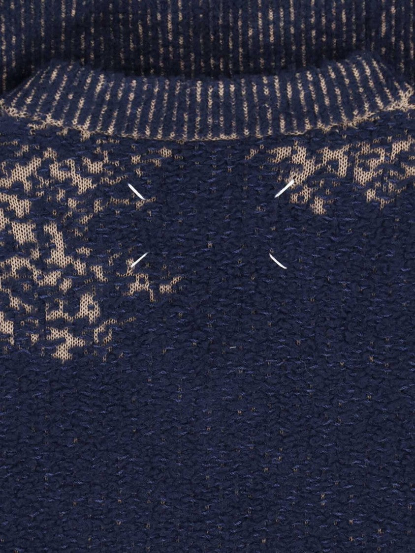Maison Margiela Distressed Knit Sweater With V-Neckline