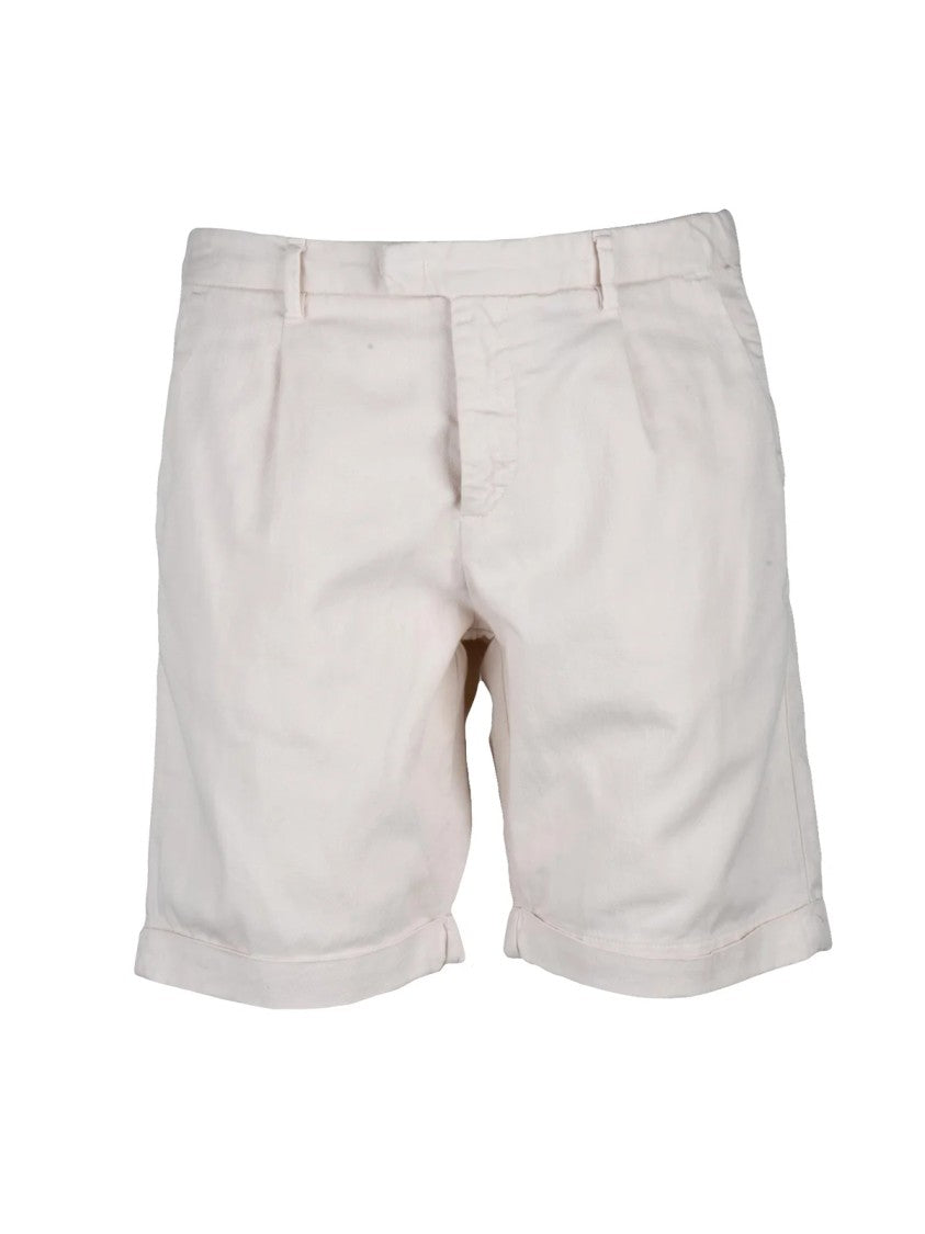 Giancarlo Desenzano White Cuffed Linen-Blend Shorts