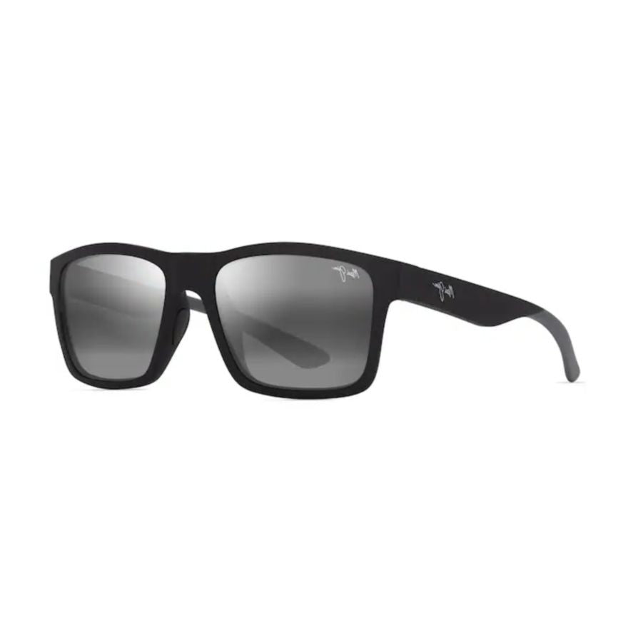 Maui Jim The Flats Matte Black Rectangular Sunglasses With Gradient Grey Lenses
