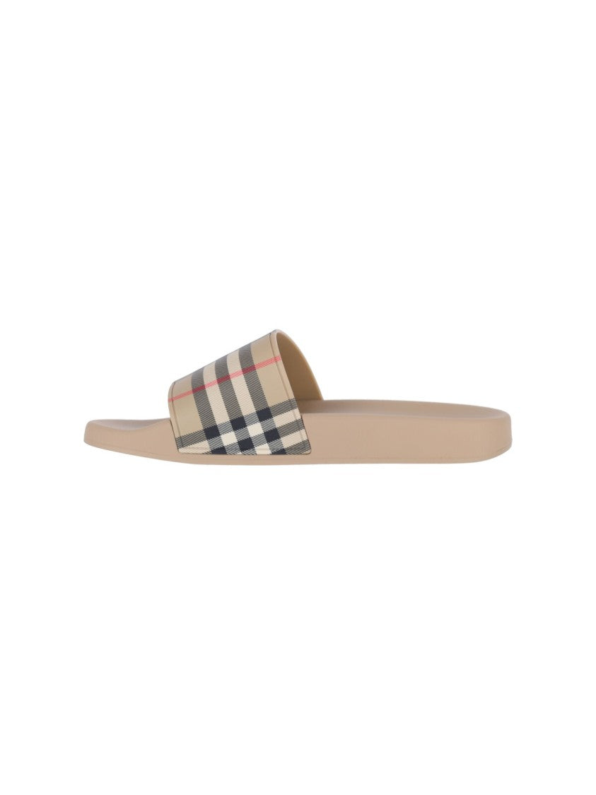 Burberry Beige Check Rubber Slides