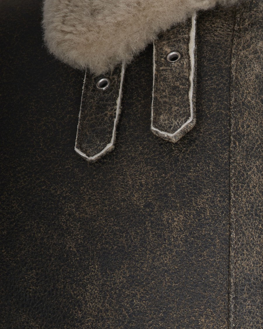 D-Four Giubbino Shearling In Suede Sand
