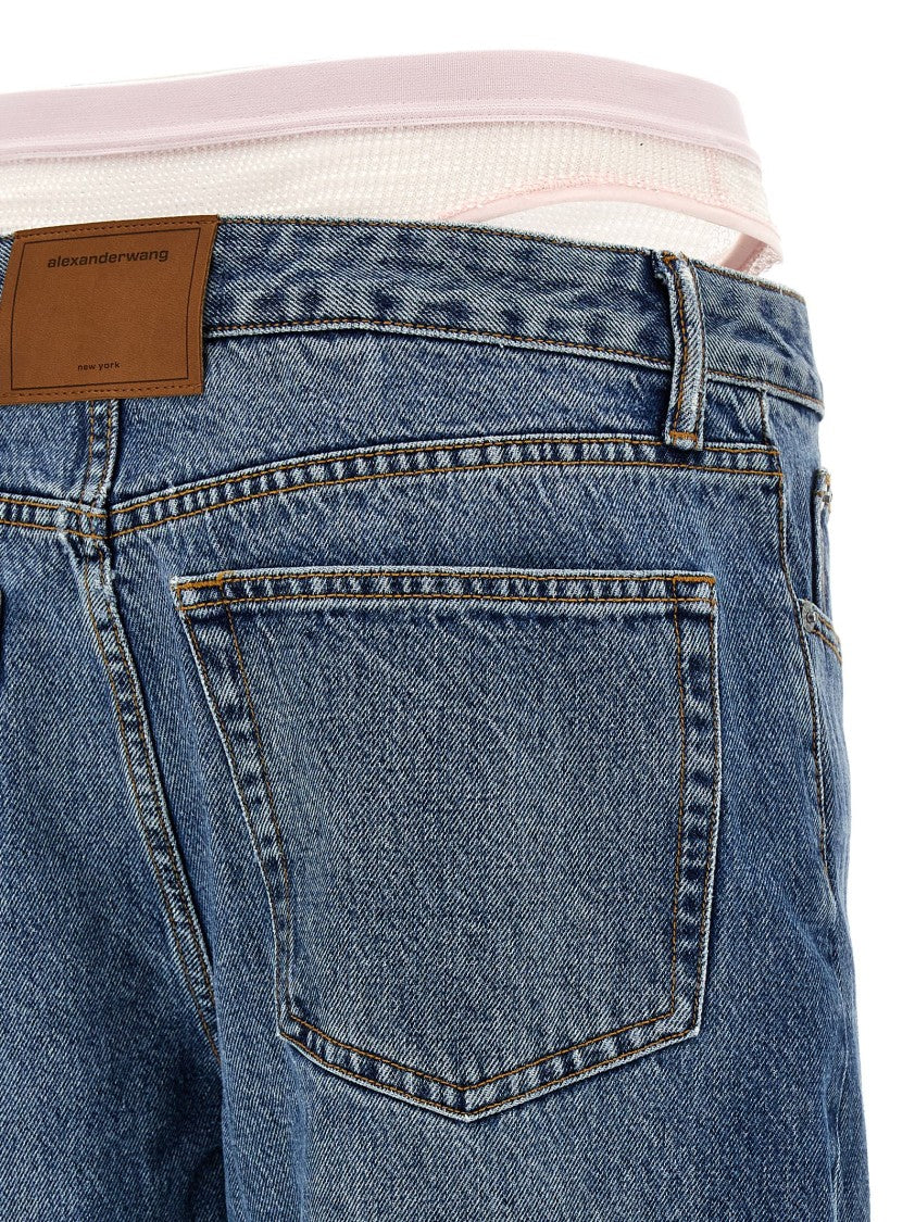 Denim X Alexander Wang Slit Hem Prestyle Hotfix Mesh Undie' Jeans