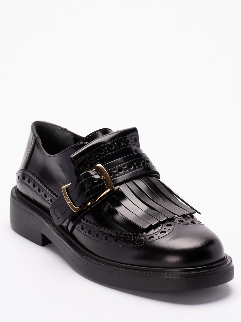 Tod's Brogue-Detail Buckled Calf Leather Shoes