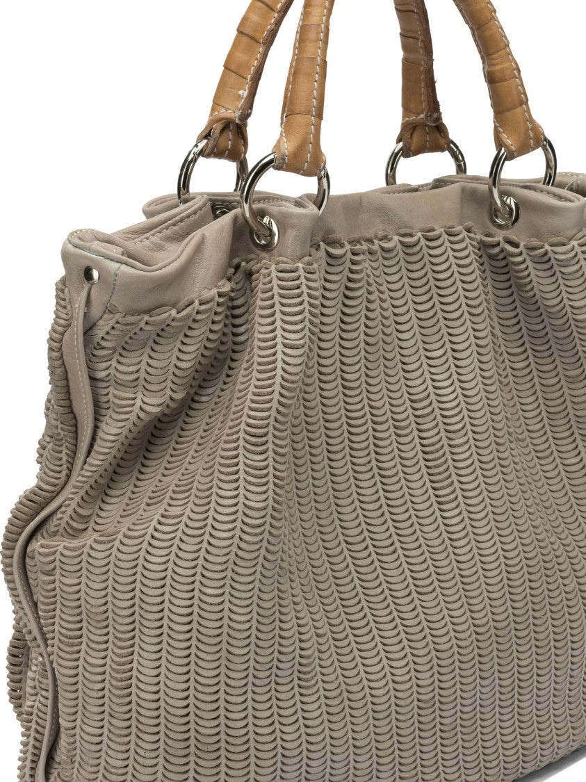 Giancarlo Nevola Woven Leather Handbag With Structured Handles And Zippered Compartments