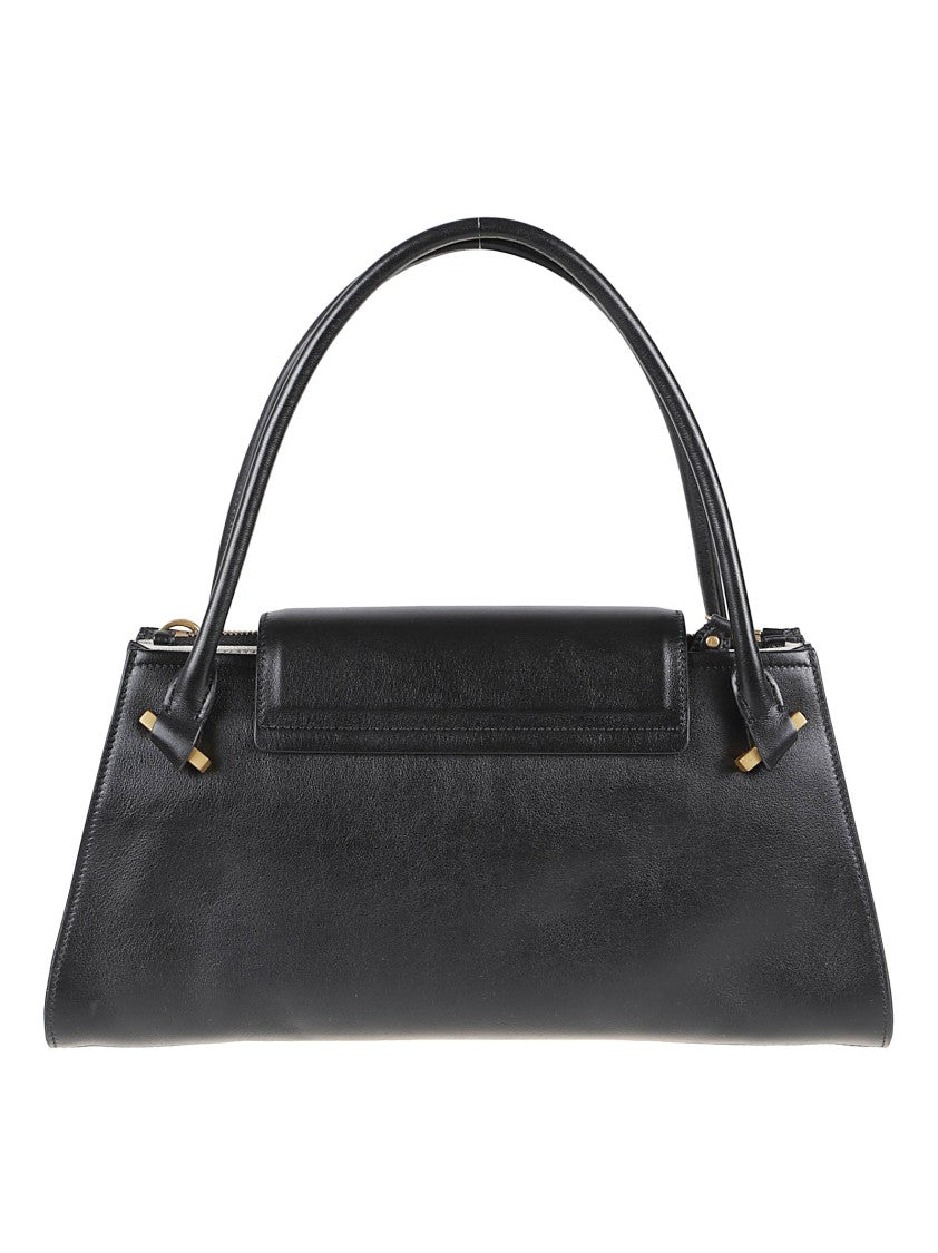 Versace Elongated Structured Handbag In Smooth Calf Leather