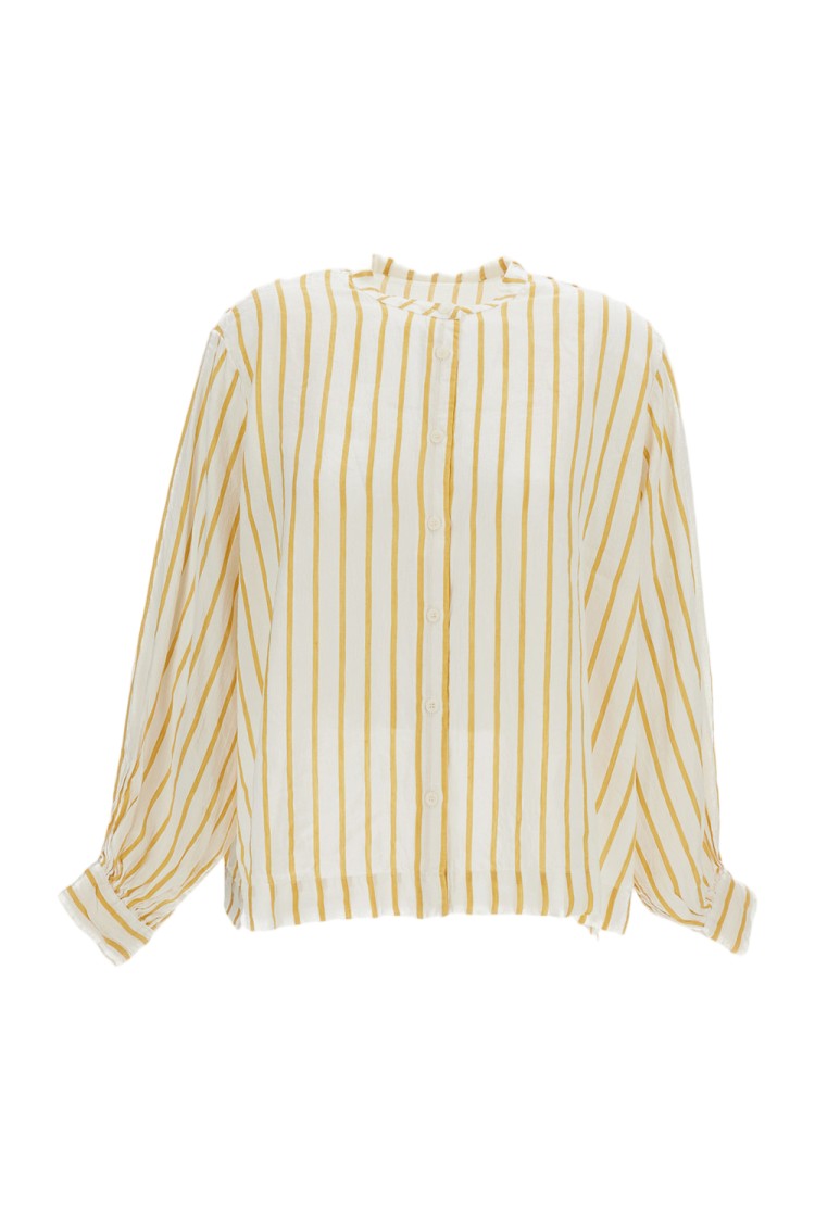 Casey & Casey Beige Striped Linen-Blend Shirt