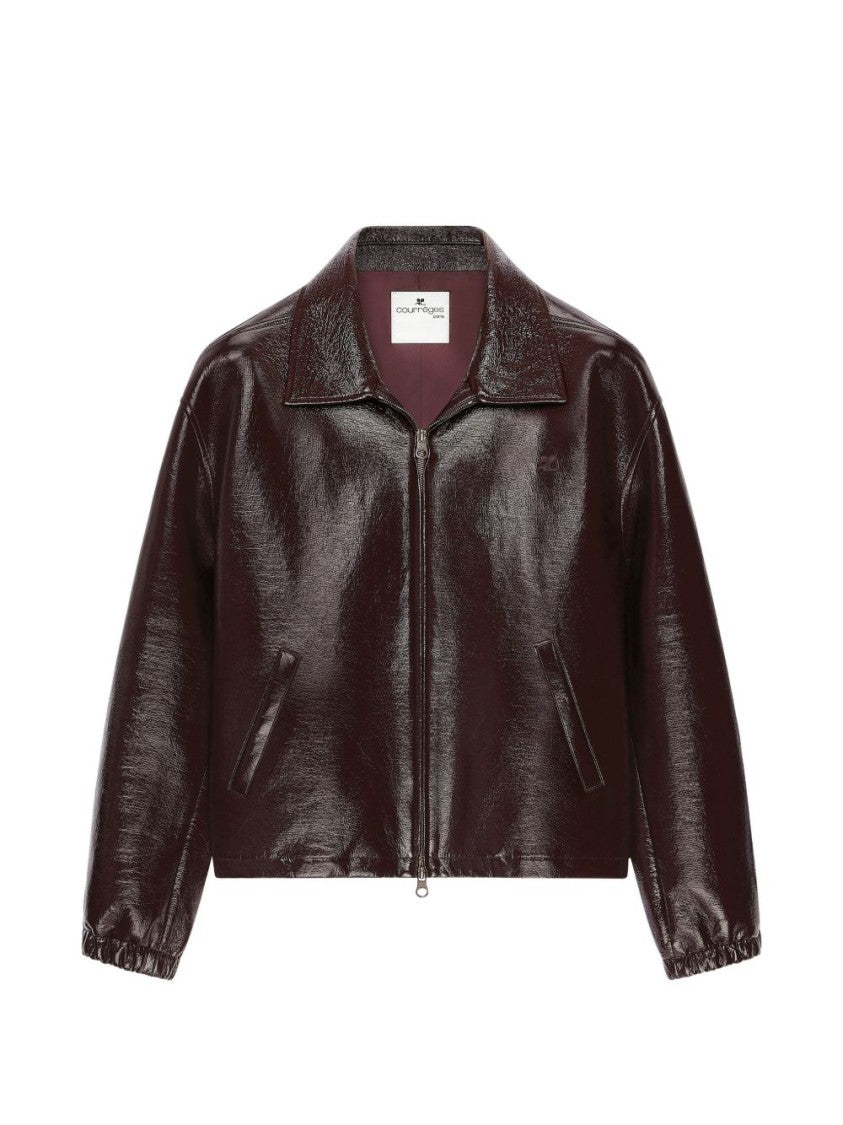 Courrèges Cropped Glossy Classic Collar Jacket