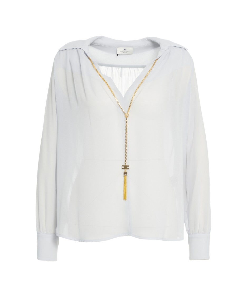 Elisabetta Franchi Fluid Blouse With Golden Chain Detail