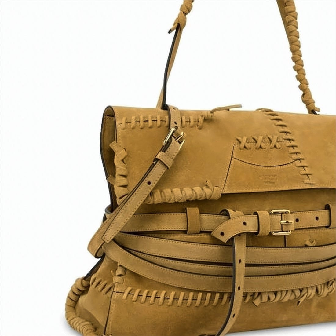 Moschino Artisanal Tan Calf Leather Moschino Shoulder Bag