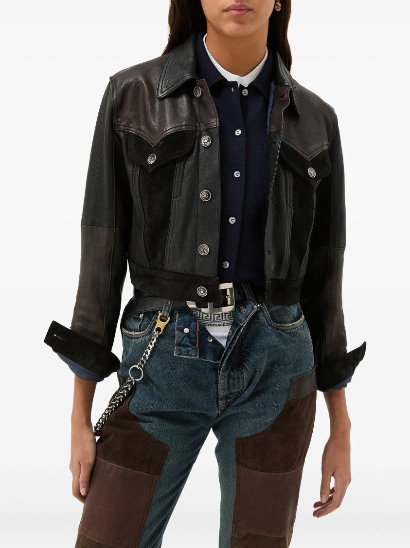 Versace Dark Brown Patchwork Unit Mix Jacket