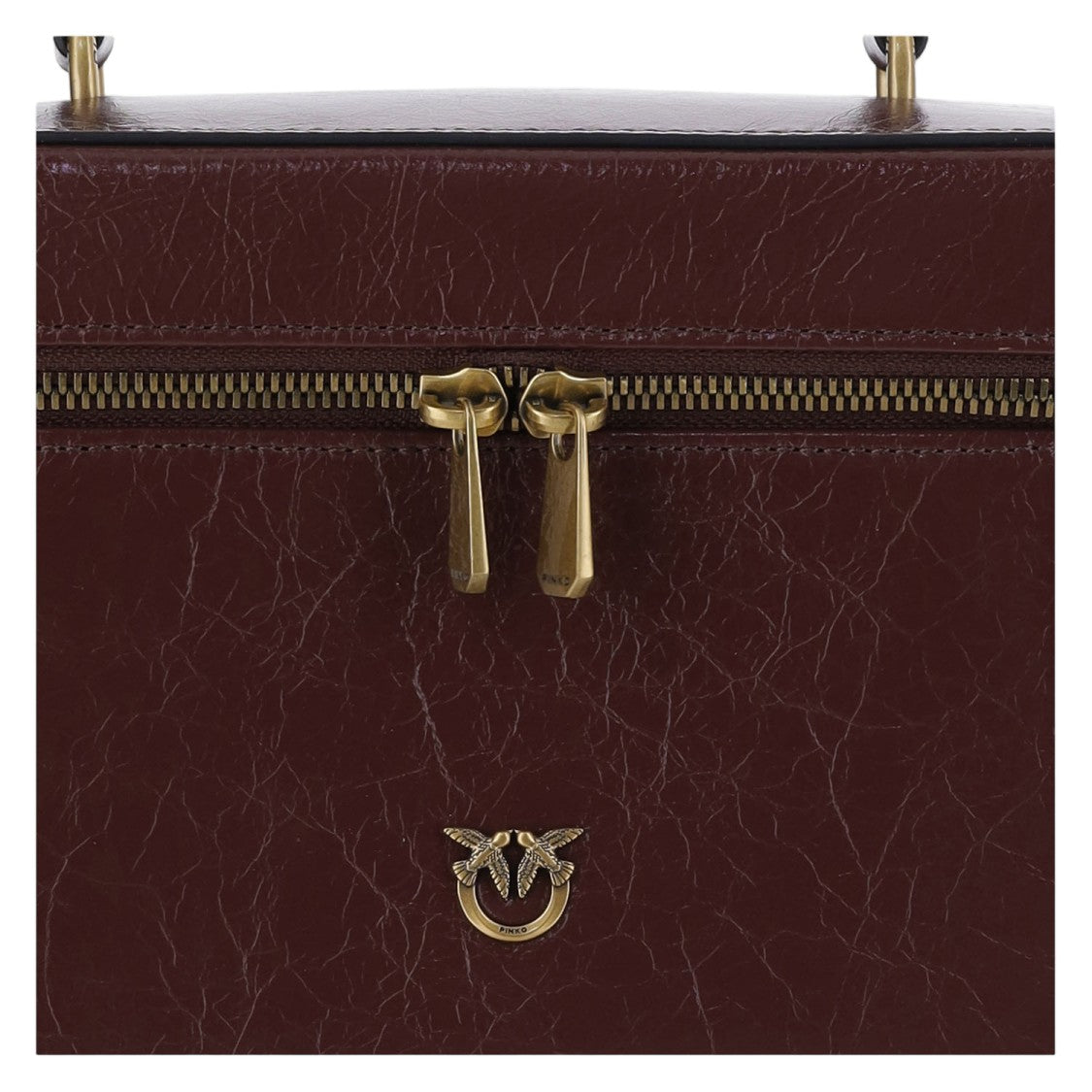 Pinko Brown Love Birds Lambskin Vanity Bag