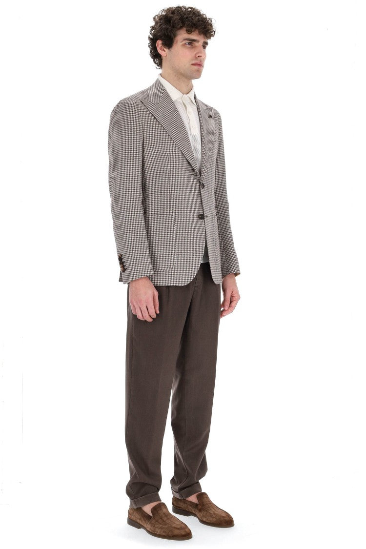 Tagliatore Pied-De-Poule Linen-Cotton Jacket Pino Lerario Line