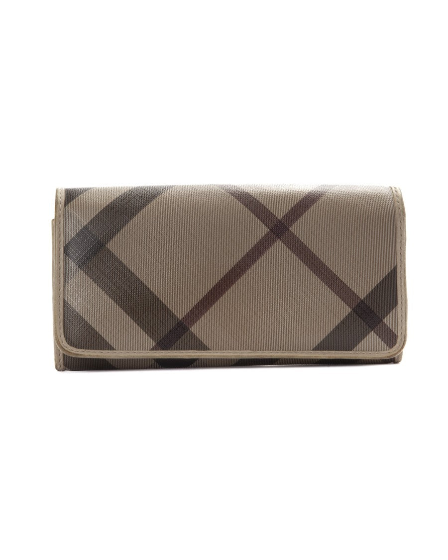 Burberry Smoke Check Clip Wallet In Dove Grey