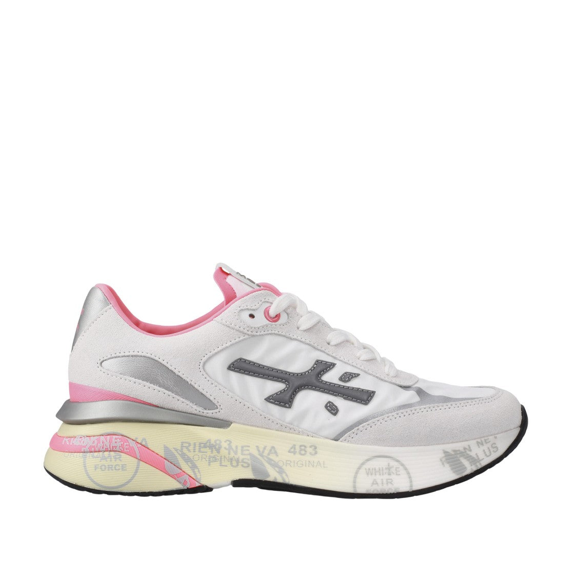 Premiata White Suede And Technical Fabric Sneakers