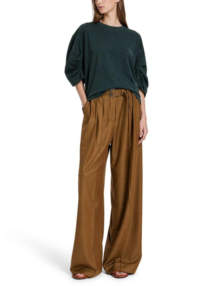 Dries Van Noten Cotton Voluminous Ruched Short Sleeve T-Shirt