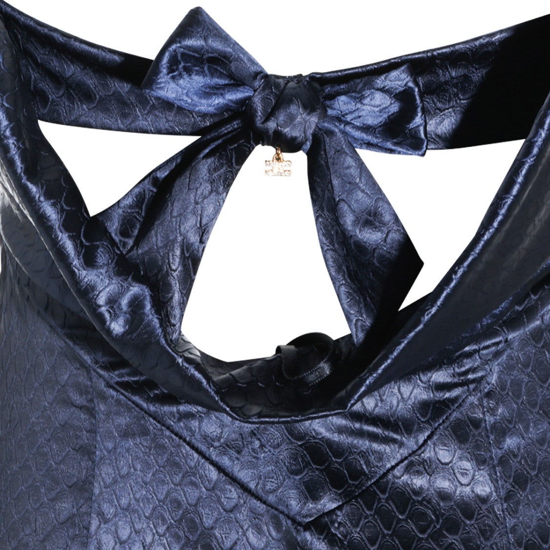 Elisabetta Franchi Night Blue Long Dress With Squared Neckline And Slit Detail