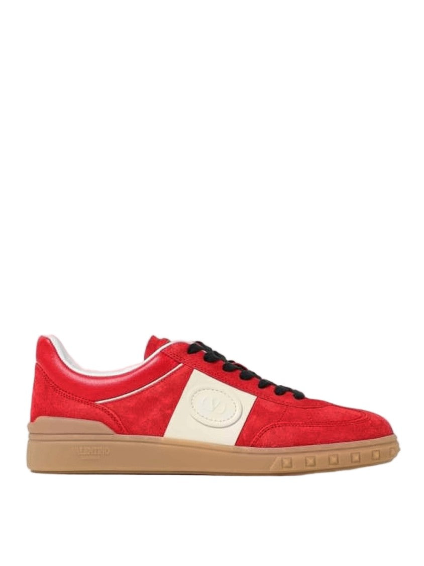 Valentino Garavani Red Suede Sneakers With Gum Rubber Sole