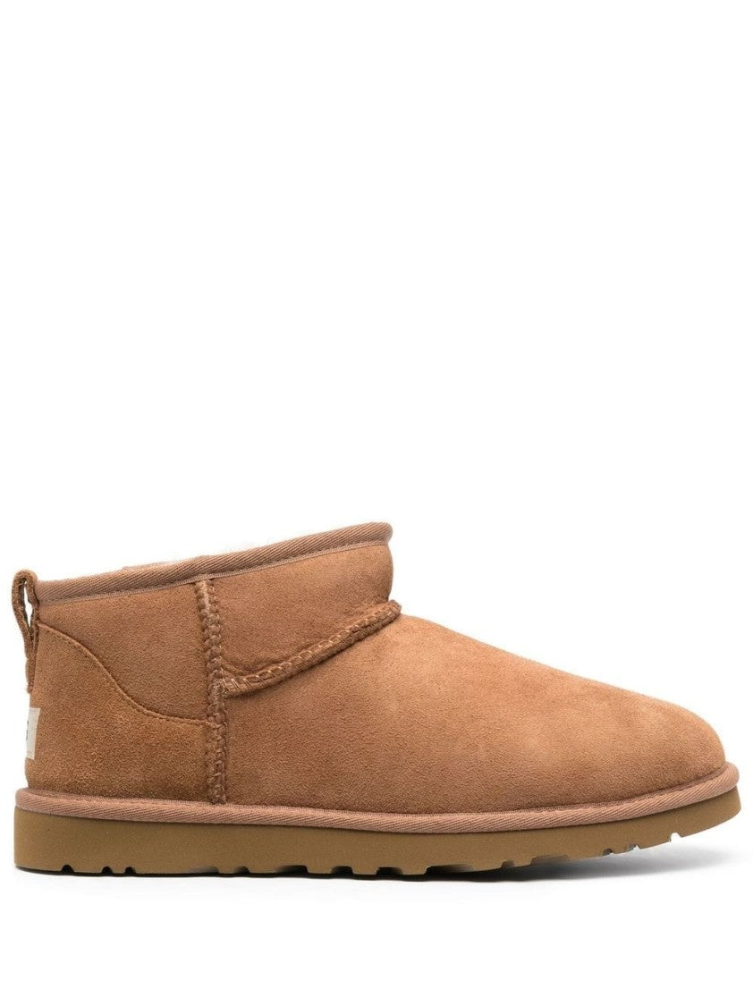Ugg Plush Twinface And Leather Ultra Mini Boots