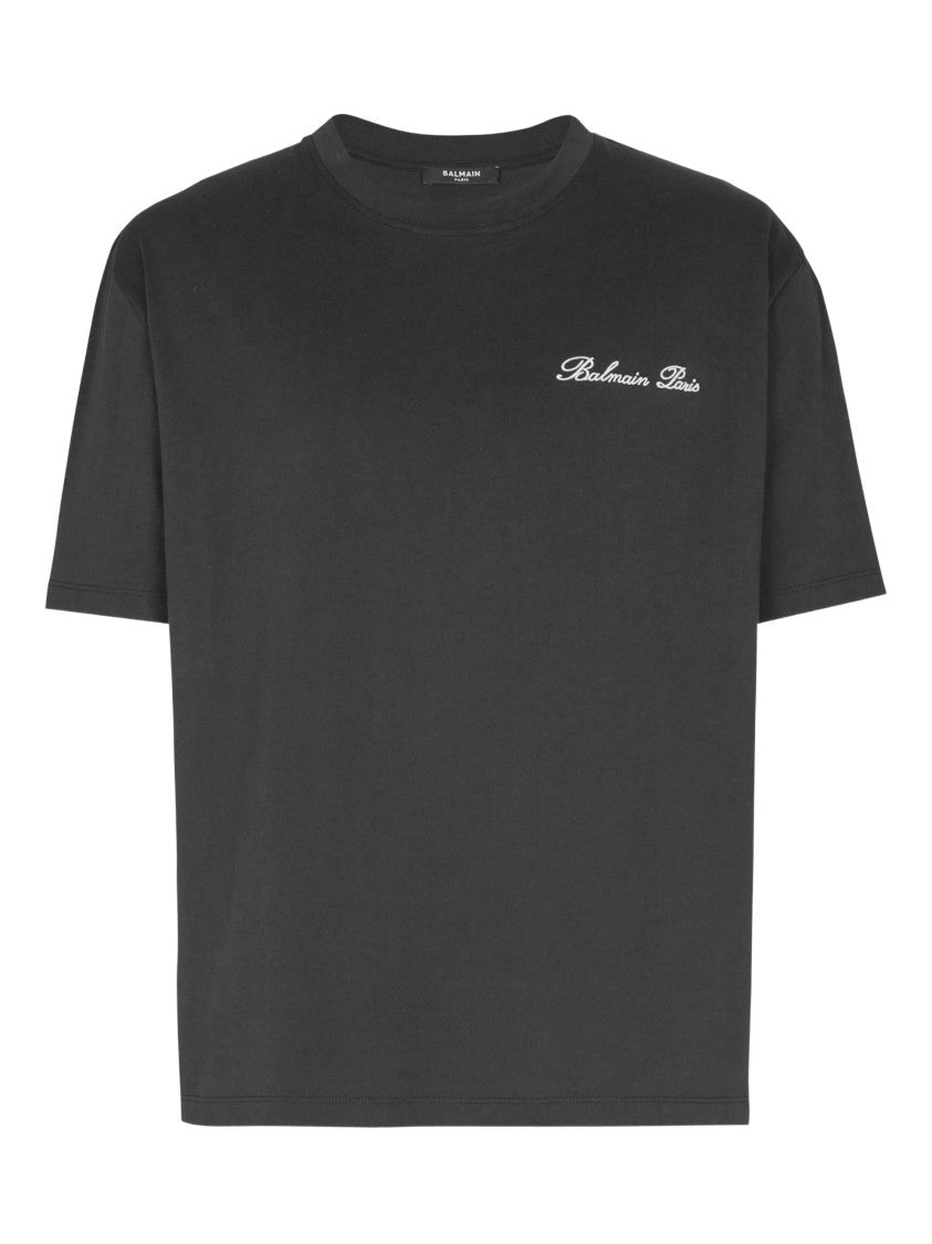 Balmain Black Loose Ss Script Logo T-Shirt