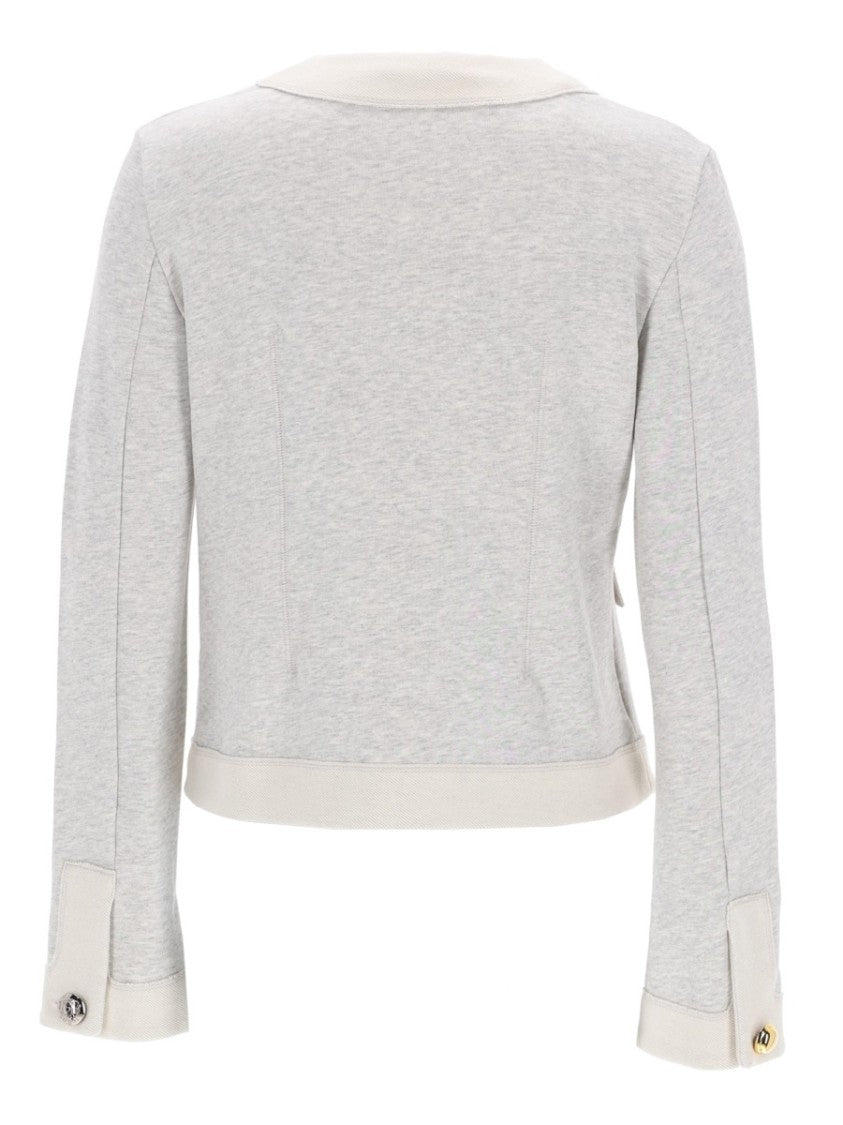 Moschino Light Grey Mixed Metals Buttons Cardigan