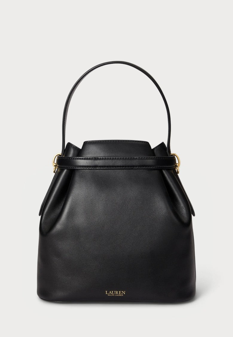 Lauren Ralph Lauren Black Smooth Leather Bucket Bag