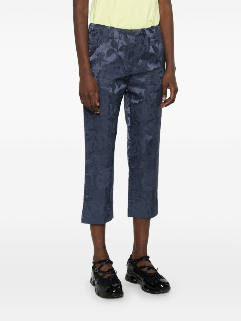 Kenzo Indigo Blue Belted Tailored Slit Trousers