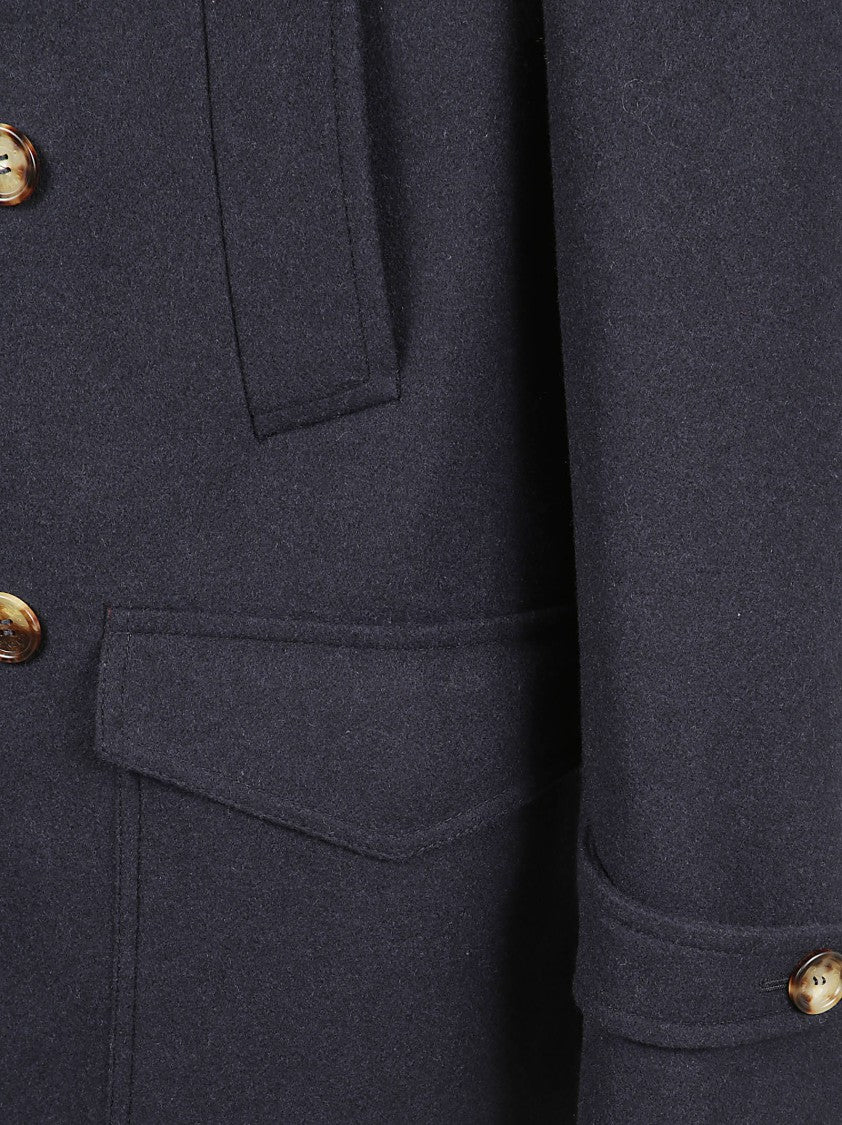 Brunello Cucinelli Short Double-Breasted Coat In Soft Wool