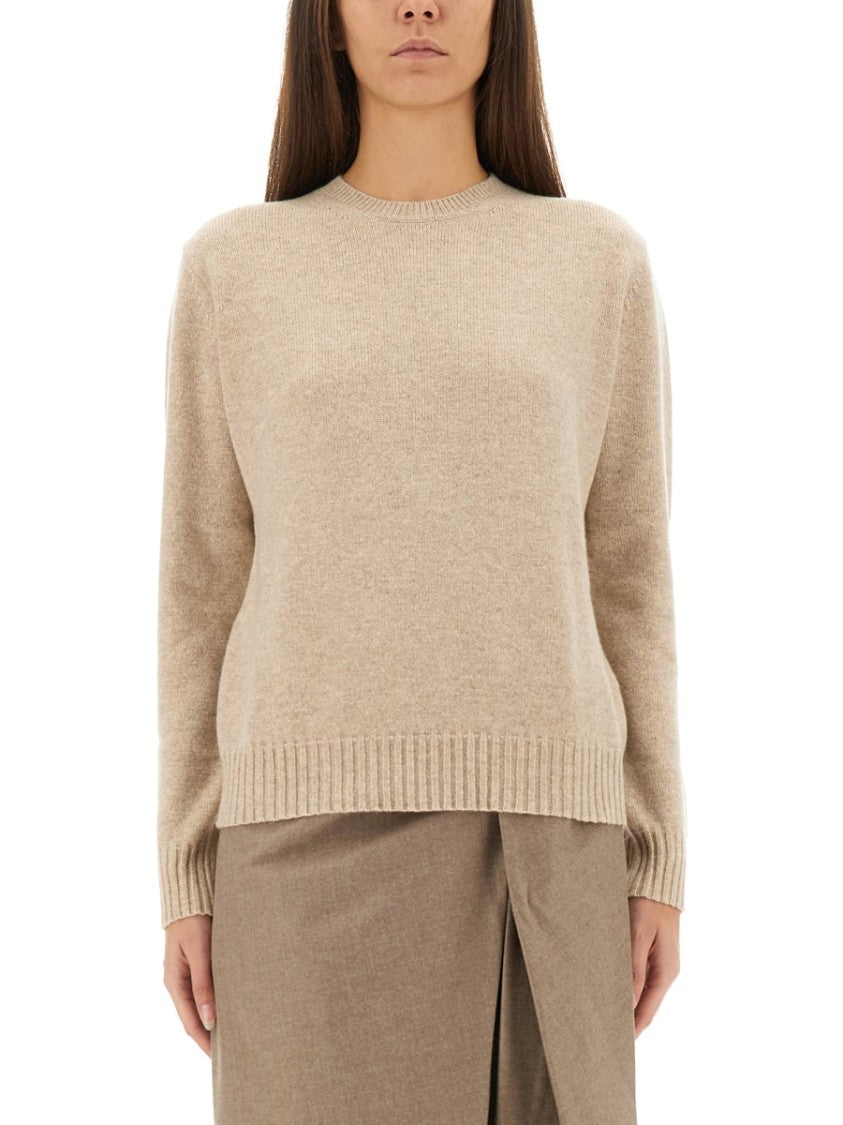 Max Mara Cashmere Crew Neck Sweater With Ribbed Detailing