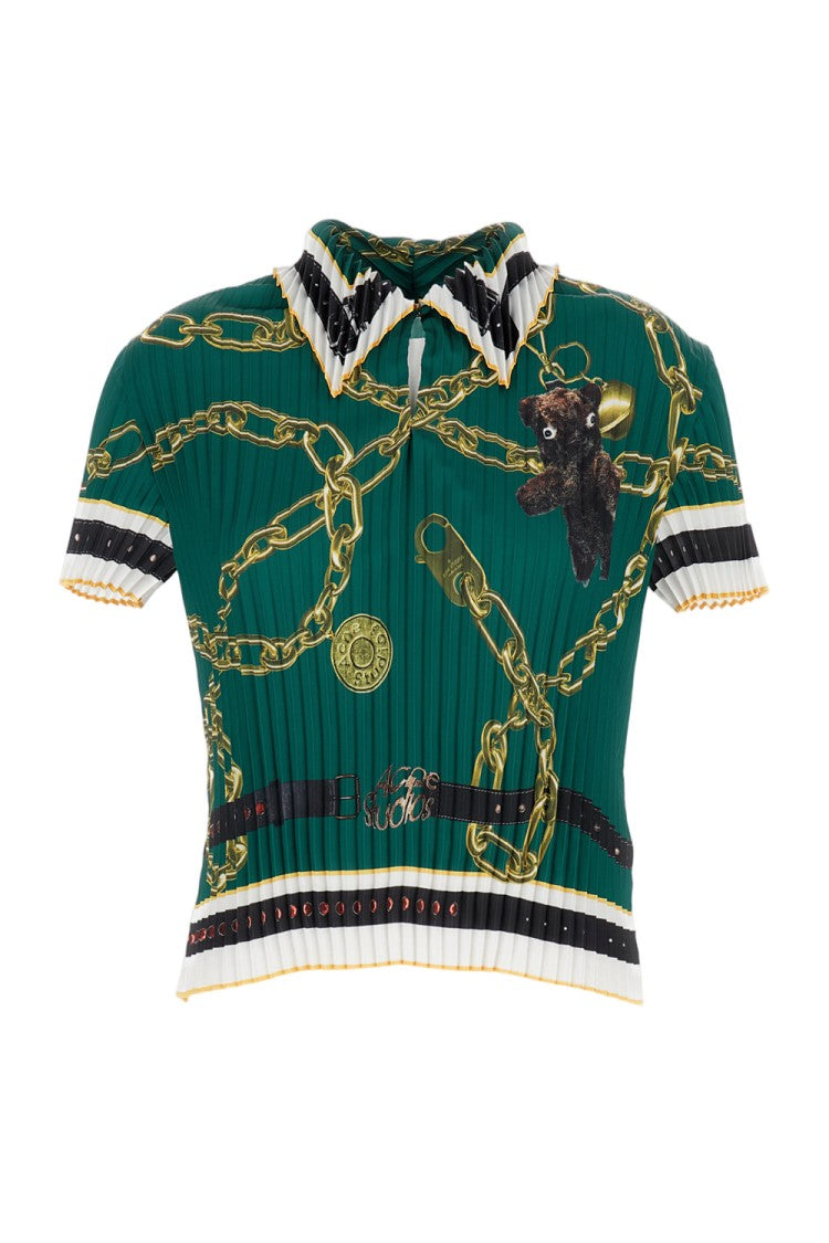 Acne Studios Cropped Top With Gold Chain Print