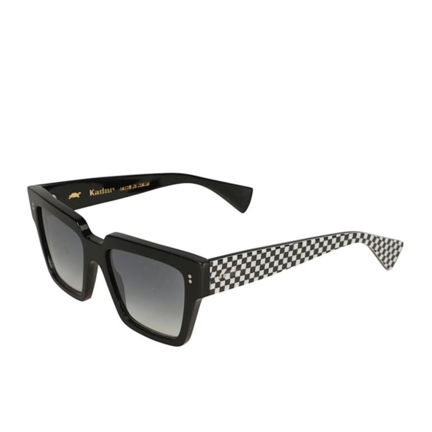 Kador Fashion Bold Square Frame Sunglasses With Checkerboard Pattern