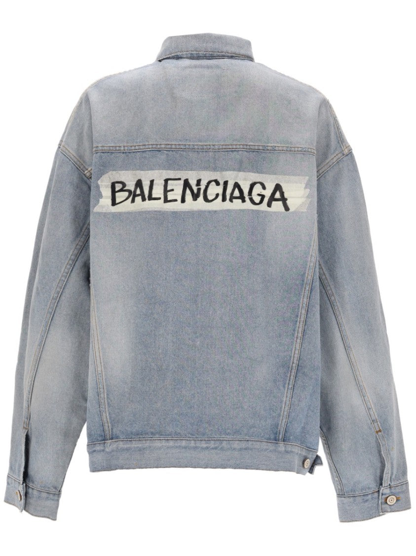 Balenciaga Button-Up Logo Patch Denim Jacket